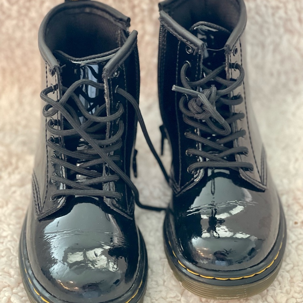Black Patent Leather Combat Boots
